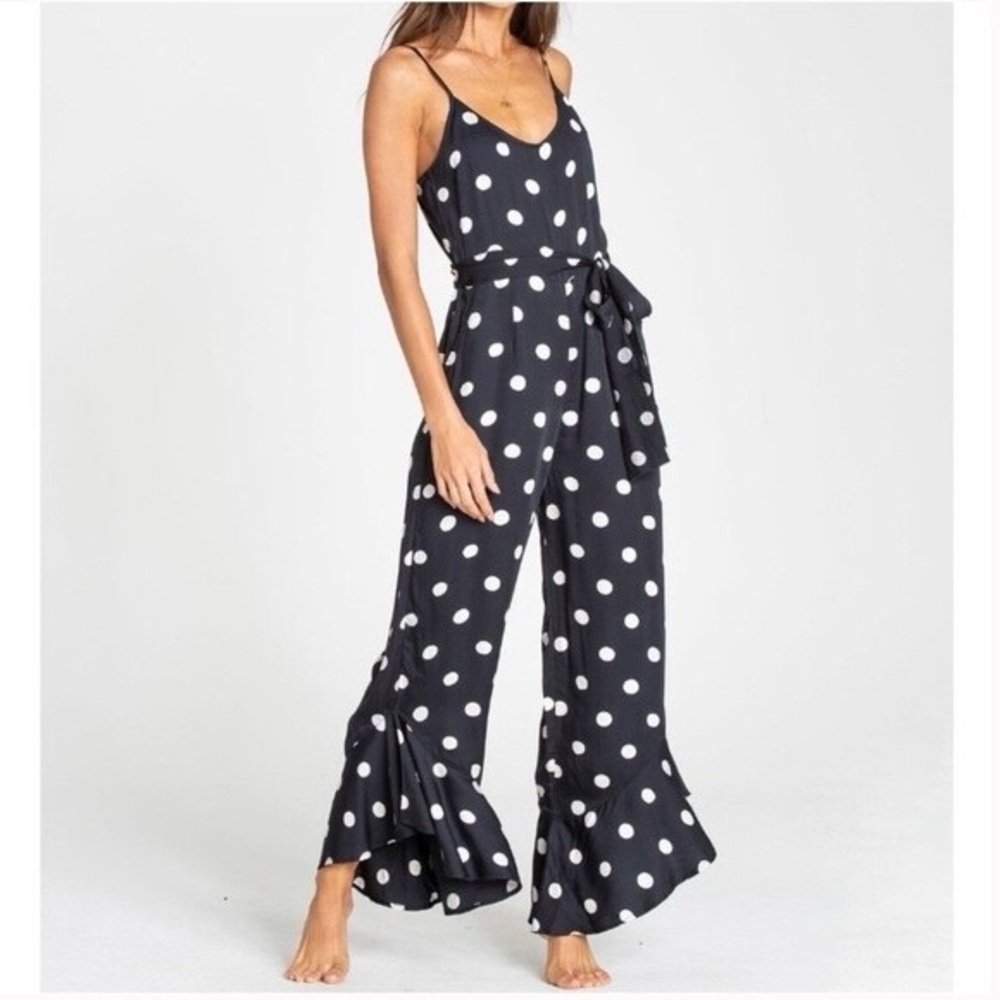Billabong Black and White Polka Dot Jumpsuit